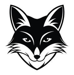 The swift fabled fox head, wolf head icon on black and white background vector image logo  art silhouette design