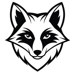 The swift fabled fox head, wolf head icon on black and white background vector image logo  art silhouette design