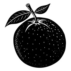 orange black silhouette vector, Simple silhouette Design vector icon with white background. Fruit silhouette vector