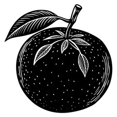 orange black silhouette vector, Simple silhouette Design vector icon with white background. Fruit silhouette vector