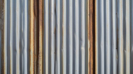 Obraz premium Rusty corrugated metal surface with streaks of blue and orange tones, showcasing a weathered and aged texture.