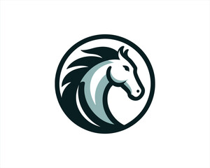 Horse head logo design icon symbol vector illustration. Horsepower silhouette logo. Animal logo.