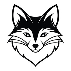 The swift fabled fox head, wolf head icon on black and white background vector image logo  art silhouette design