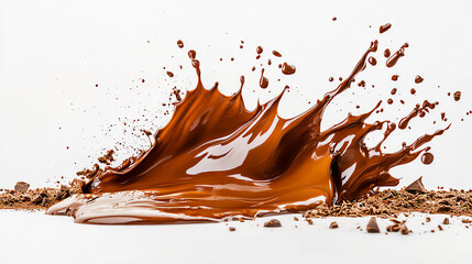Studio Shot of Dark Brown Liquid Chocolate Splash on White Background Vibrant Fluid Motion Abstract Design