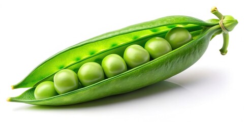 Fresh Green Pea Pod on White Background