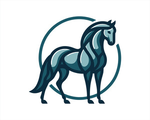 Horse logo design icon symbol vector illustration. Full body horse. Horsepower Animal logo