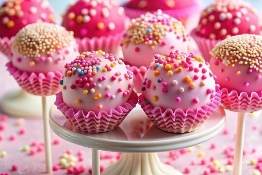 Pink Confetti Sprinkle Cake Decoration - Delicious Birthday Dessert PNG