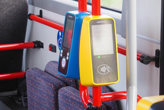 Card reader with NFC on public transport bus