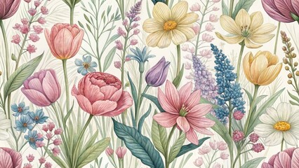 Spring Garden Urban Exploration: Paintbrush Flowers, Abstract Cityscape