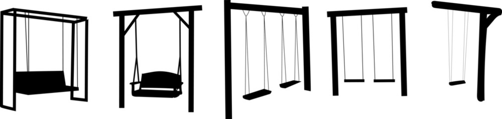 silhouette swing collection on white background, vector