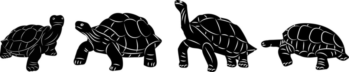turtle silhouette go collection on white background, vector