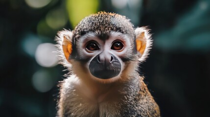 Obraz premium A Close-Up Portrait of a Curious Common Squirrel Monkey