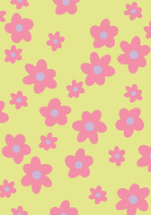 The flowers are arranged in a seemingly random pattern, but there is a sense of balance to the design. The varying sizes and orientations of the flowers create visual interest and prevent the pattern 