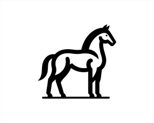 Horse logo design icon symbol vector illustration. Full body horse. Animal logo. Black color horse icon logo vector template. Horsepower