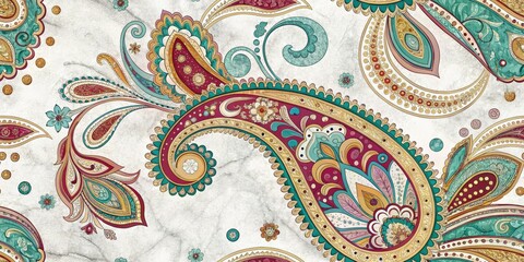 Vibrant Paisley Marble Landscape: Artistic Swirls & Stone Textures
