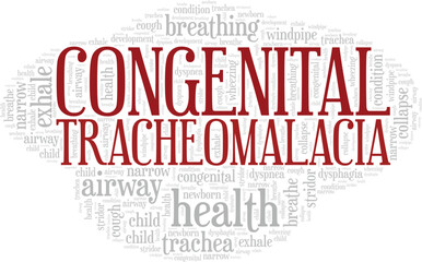 Congenital Tracheomalacia word cloud conceptual design isolated on white background.