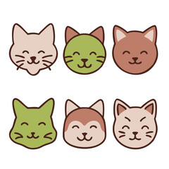 set of funny cats. cat icons colorful vector