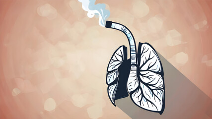 smoking, concept of no smoking and World No Tobacco Day with lung and cigarette.  Smoking Addiction.. AI generated image, ai.