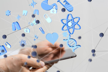 digital medical futuristic interface 3D rendering