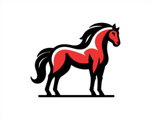 Horse logo design icon symbol vector illustration. Full body horse. Horsepower Animal logo