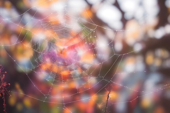 spider web with dew drops