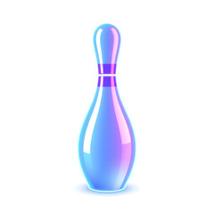 Bowling holographic 3D icon. neon symbol vector illustration isolated on white background. Generative AI