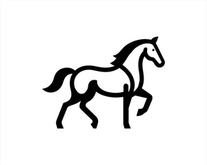 Horse logo design icon symbol vector illustration. Full body horse. Animal logo. Black color horse icon logo vector template. Horsepower