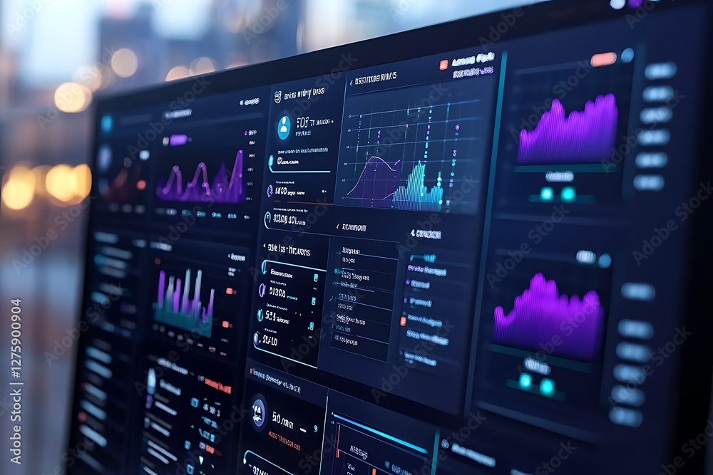 Fototapete Modern business dashboard image showcasing workflow automation and data visualization.