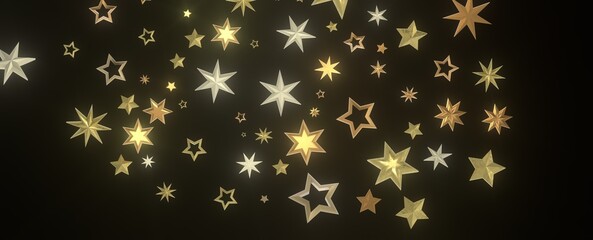 XMAS A gray whirlwind of golden snowflakes and stars. New