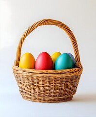 Naklejka premium A basket filled with colorful Easter eggs 