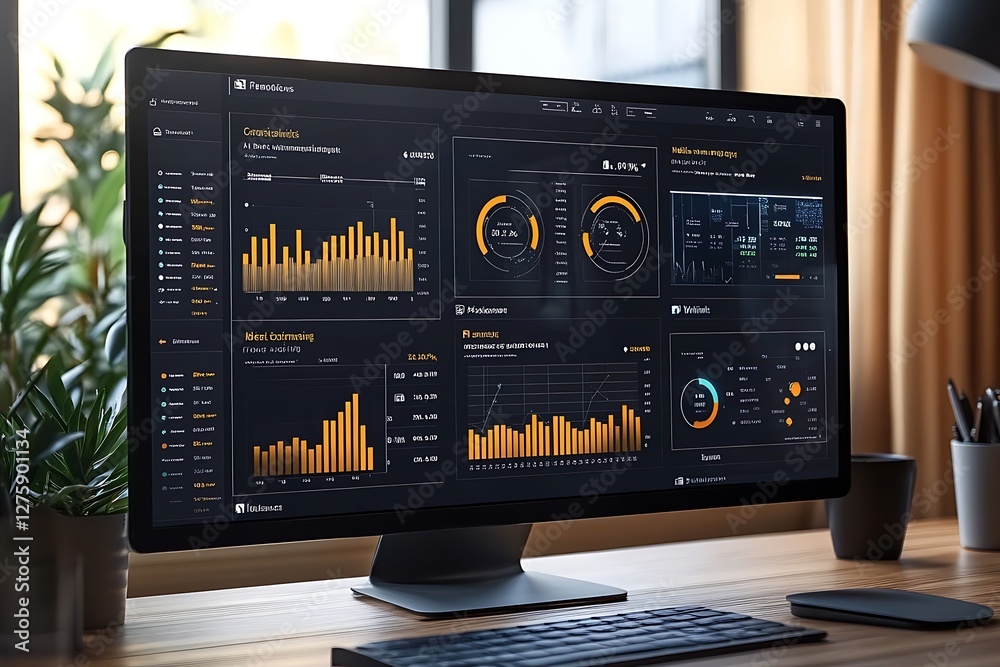 Poster A modern business dashboard image showcasing workflow automation and data analytics.