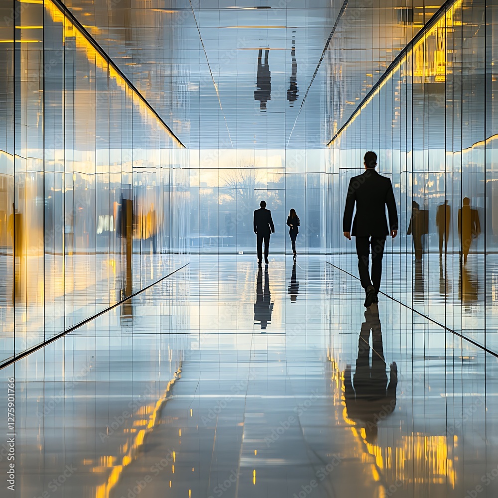 Aufkleber minimalistic modern passageway featuring sleek glass design in an artistic setting.