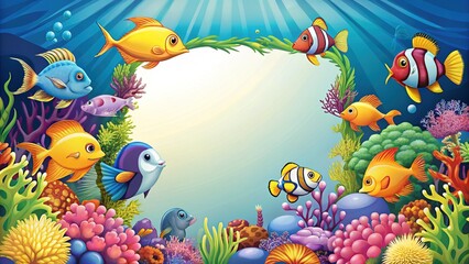 Fototapeta premium Underwater world with exotic fish