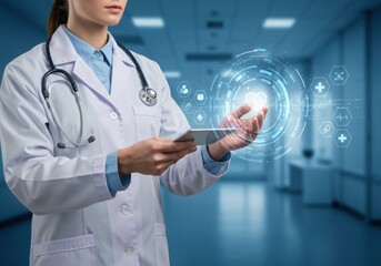 Medical Professional Futuristic Healthcare Digital Interface