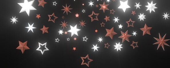 Stellar Christmas Drift: Radiant 3D Illustration Showcasing Descending Holiday Stars in Motion