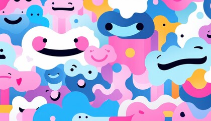 Colorful clouds pattern background for kids for decoration, wallpapers or creative projects