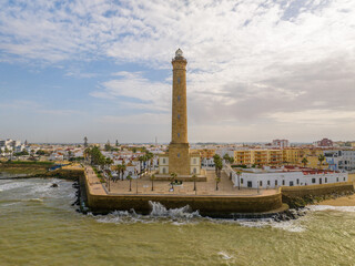 Faro de Chipiona en Punta Perro, Cadiz, Andalucia, España