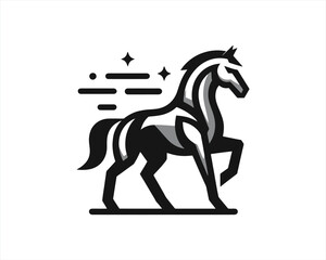 Horse logo design icon symbol vector illustration. Full body horse. Animal logo. Black color horse icon logo vector template. Horsepower