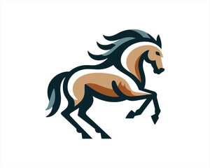 Horse logo design icon symbol vector illustration. Full body horse. Horsepower Animal logo