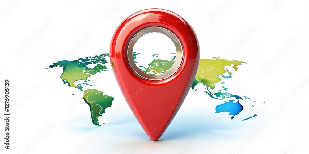 Poster red map pointer on world map