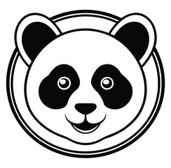 Happy cute smile panda head face nose silhouette icon vector illustration stock cartoon