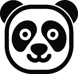 Happy cute smile panda head face nose silhouette icon vector illustration stock cartoon