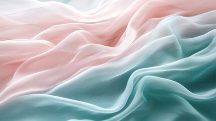 Fototapeta premium Abstract Pastel Fabric Drape: A Study in Soft Pink and Teal