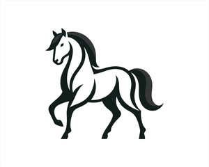 Horse logo design icon symbol vector illustration. Full body horse. Animal logo. Black color horse icon logo vector template. Horsepower