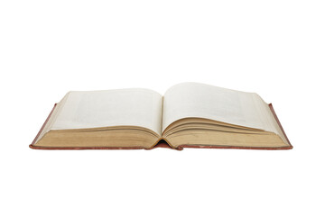 Old open book isolated on white background with clipping path.