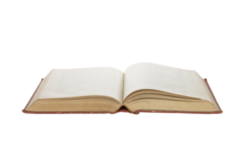 Old open book isolated on white background with clipping path.
