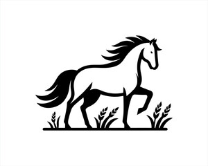 Horse logo design icon symbol vector illustration. Full body horse. Animal logo. Black color horse icon logo vector template. Horsepower