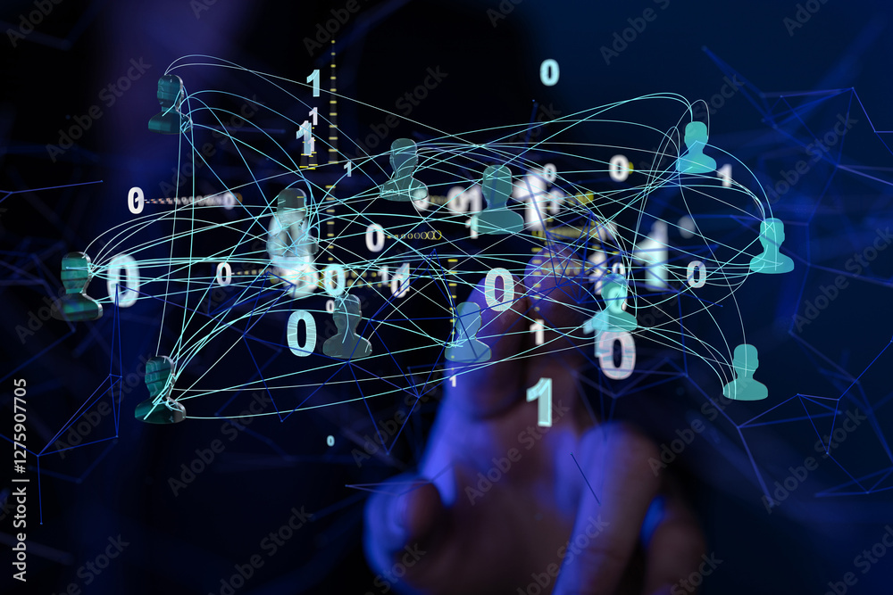 Poster Abstract technology group and data 3d - neural network exposure digital