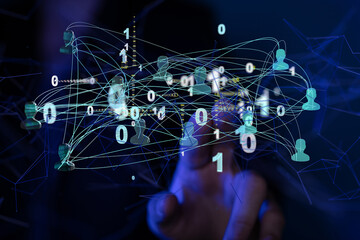 Abstract technology group and data 3d - neural network exposure digital