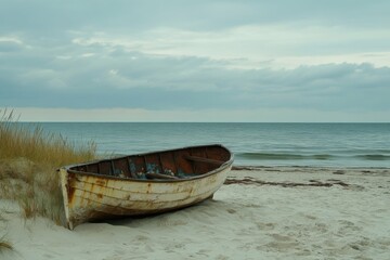 Obraz premium Anker am Meer. Fun and Stillness by Baltic Sea Beach for Autumn Relaxation
